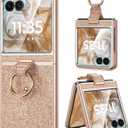 Caka Bling Case for Motorola Razr 2024/2025 Case [NOT for Plus or Ultra], with Finger Ring Holder & Built-in Screen Protector, Slim Thin Protective Phone Cover for Moto Razr 2024 & 2025 - Rose Gold