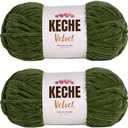 Keche Velvet Yarn for Crocheting, Soft Chenille Bulky Baby Blanket Amigurumi Yarn 2x100 gr (2x132 yds) (2 Skeins) (Grass)