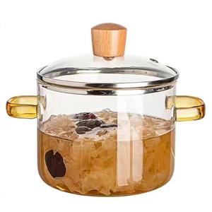 Clear Cooking Pots 1.5L(50oz) High Borosilicate Cooking Pot,Cooking Pots for Stove Top Glass Saucepan,Glass Pot With Lid for Cooking Noodle,Soup,Milk,Tea