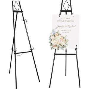 53.9" Black Easel Stand for Sign, Heavy Duty Metal Display Easel with Storage Bag, Adjustable Art Easel for Wedding Sign, Painting, Picture, DM 53.9 in