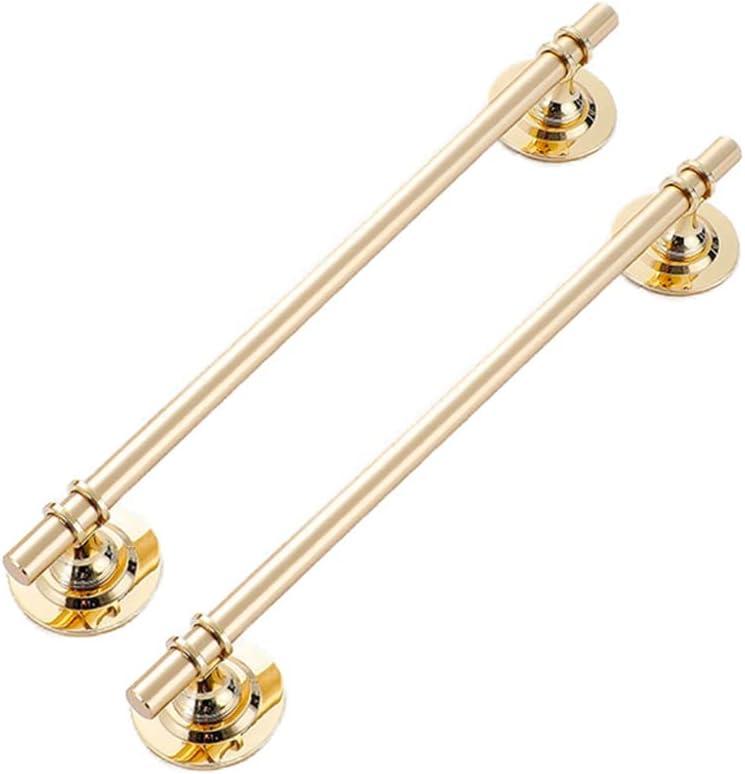 2 Pack Metal Drawer Pull with Peel and Stick Towel Bar Sliding Door Handle for Refrigerator Wardrobe Window (10" Hole Center, Gold)