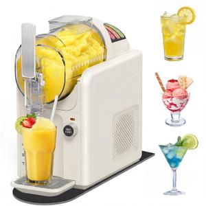 5 in 1 Slushie Machine for Home, No Ice Needed Frozen Drink Maker with Anti-Slip Mat, 61oz Slushy Machine Self-Cleaning and LED Display for Margaritas, Frappes, Smoothies and Shakes (White)
