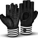 MOREOK Weight Lifting Gloves Gym Workout Gloves with Wrist Wrap Support for Men/Women-[Curved Open Back] Fitness Gloves for Weightlifting,Exercise,Training,Pull ups,Fitness,Rowing (Black, L)