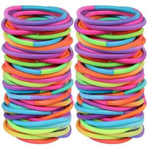 120 Pcs No Damage Elastics Hair Ties, Assorted Hair Bands Perfect for Medium to Thick Hair, Multicolor Pony tails Holders for Men, Women, Girls and Boys (4mm)