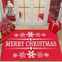 Merry Christmas Red Snowflakes Doormat 36x24 Inch, Xmas Front Door Welcome Mats, Outdoor Christmas Door mat, Non-Slip Indoor Entrance Christmas Floor Mats, Holiday Winter Door Mat for Home Decoration.