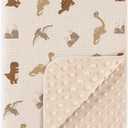 Susurration Baby Blanket for Unisex Boys Girls, Soft Nursery Minky Blanket with Muslin Cotton Front and Dotted Fleece Back, Receiving Blanket for Baby Newborn Infant, 30x40inch (Dinosaur)