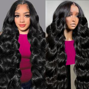 KALASHOW 28 Inch Body Wave Lace Front Wigs Human Hair,200 Density Frontal Wigs Human Hair 13x6 Hd Lace Front Wigs Human Hair Pre Plucked Glueless Wig Body Wave Wig for Women Natural Black
