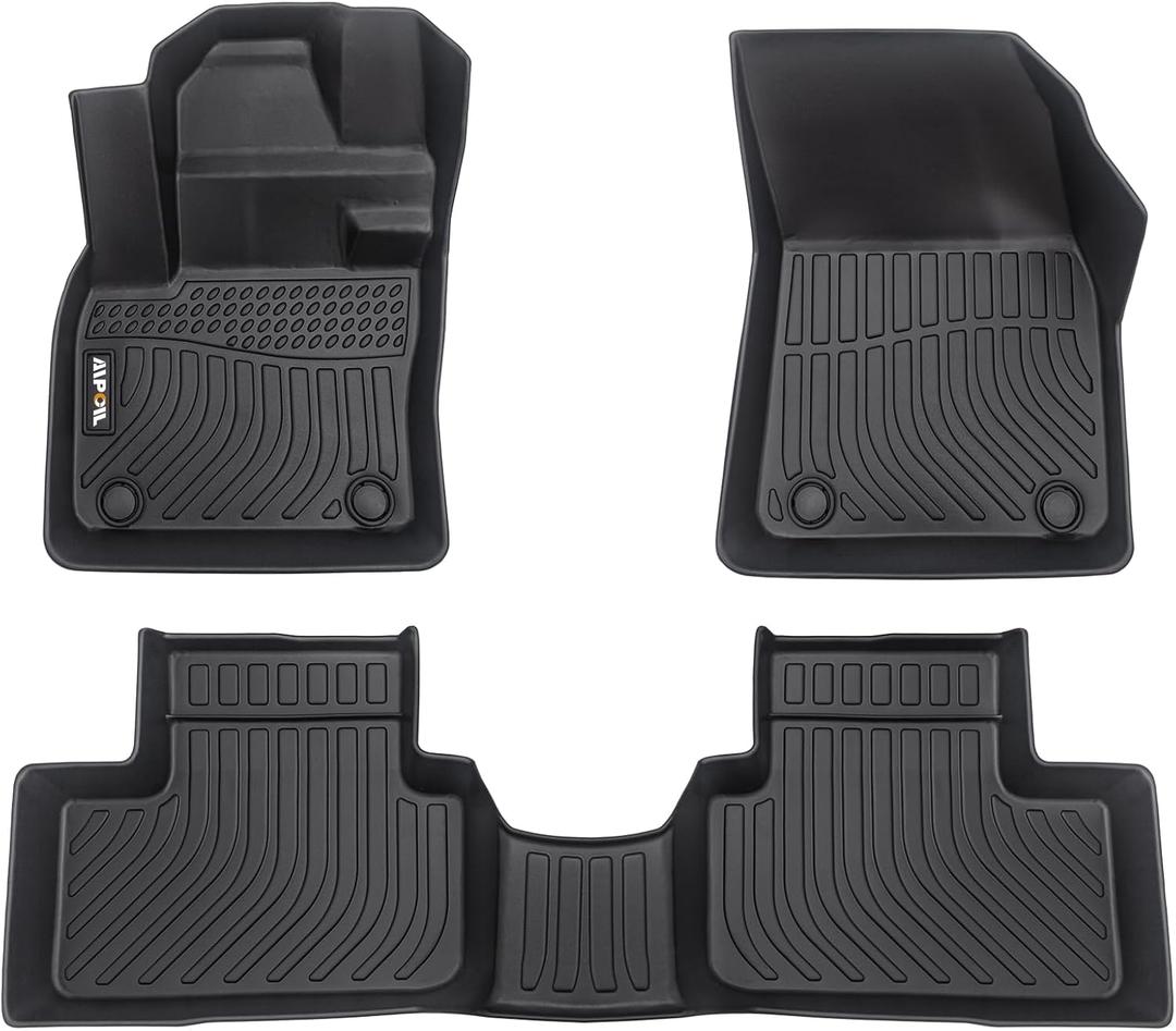 AIPOIL Floor Mats for 2019-2025 Volvo XC40 Fits 1st & 2nd Row TPE All Weather Anti-Slip Floor Liners Full Set Custom Car Mats Accessories, Black