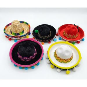 Cinco De Mayo Fiesta Fabric and Straw Sombrero Hat Party Costume for Fun Fiesta Headbands Party Supplies, Mexican Theme Decorations, Luau Event Photo Props and Party Favors