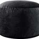 EDUJIN Large Bean Bag Chair, Memory Foam Bean Bag Chairs for Adults with Filler Included, Ultra Soft Dutch Velvet Fabric, Bean Bag for Living Room - 6 Foot, Black