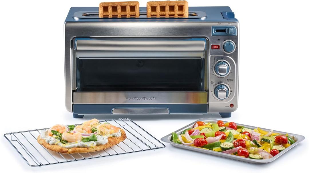 Hamilton Beach 2-in-1 Countertop Toaster Oven and Long Slot 2 Slice Toaster
Bake, Broil Toast | 2 Rack Positions | 60 Minute Timer | Automatic Shut Off | Shade Selector | Kitchen Makeover Blue | 31158J