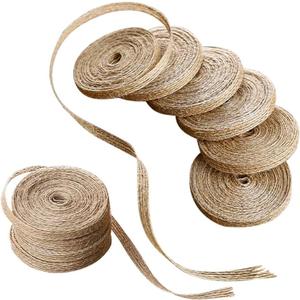 10 Rolls Burlap Ribbon Natural Burlap Fabric Ribbon 1/4 inches Tan Jute Linen Ribbon Rolls for Gift Wrapping Bows Making,DIY Crafts,Party Decoration (5 yard x 10 Roll, Beige)