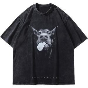 Laixton Men's Graphic Tees Shirt Unisex Cotton Oversized T-Shirt Short Sleeve Vintage Streetwear Casual Tee Top (Black) XXL