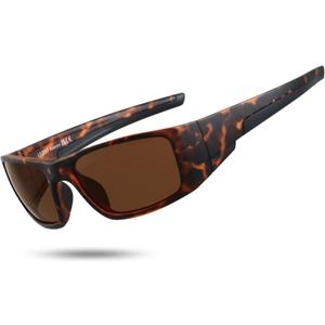 LYZOIT Polarized Sports Sunglasses for Men Women Wrap Around Unbreakable Frame Driving Fishing Cycling Running (Tortoise | Polarized Brown)