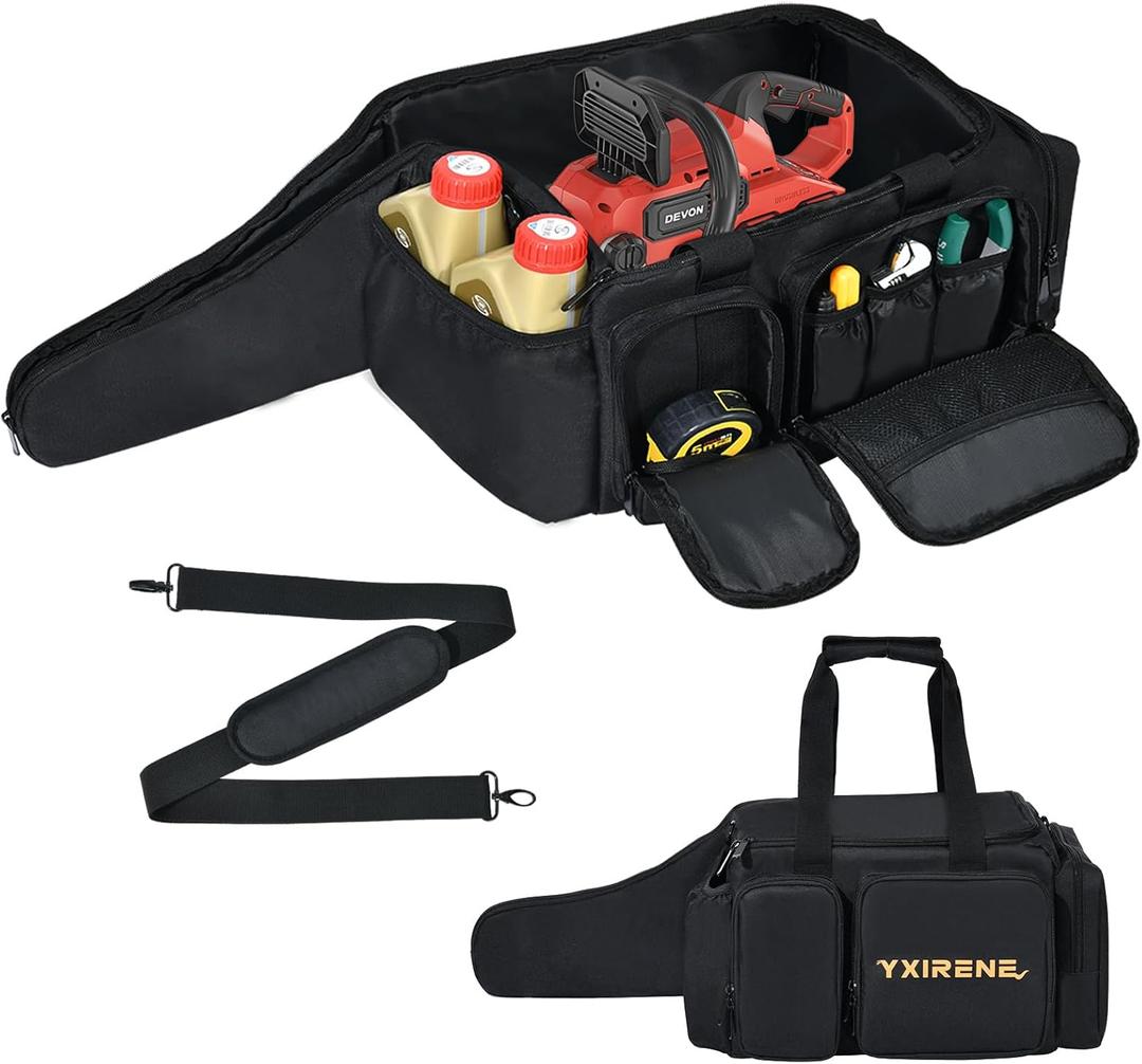 Chainsaw Carrying Case,10Inch & 12Inch Cordless Power Chainsaw & Accessories,Waterproof Chainsaw Storage Bag Compatible with DEWALT & Greenworks& Ego&SunJoe. Chainsaw Case,Bag Only