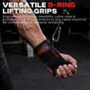 Wrist Straps for Weightlifting With D Ring,Double Layer Leather Wrist Strap For Deadlift And Powerlifting, Adjustable Neoprene Padded Gym Workout Lifting Hooks