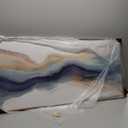 HLNIUC Blue Abstract Wall Art, Watercolor Line 40"x20" Framed Art, Modern Wave Canvas Wall Decor, Natural Landscape Paint Stroke Prints for Living Room, Bedroom, Office