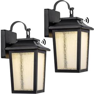 LED Dusk to Dawn Outdoor Lighting - 2 Packs Outdoor Wall Lights for House, 13W 3000K LED Outside Porch Lantern, Black Exterior Wall Sconce for Garage Doorway Garden, 100% Waterproof Anti-Rust