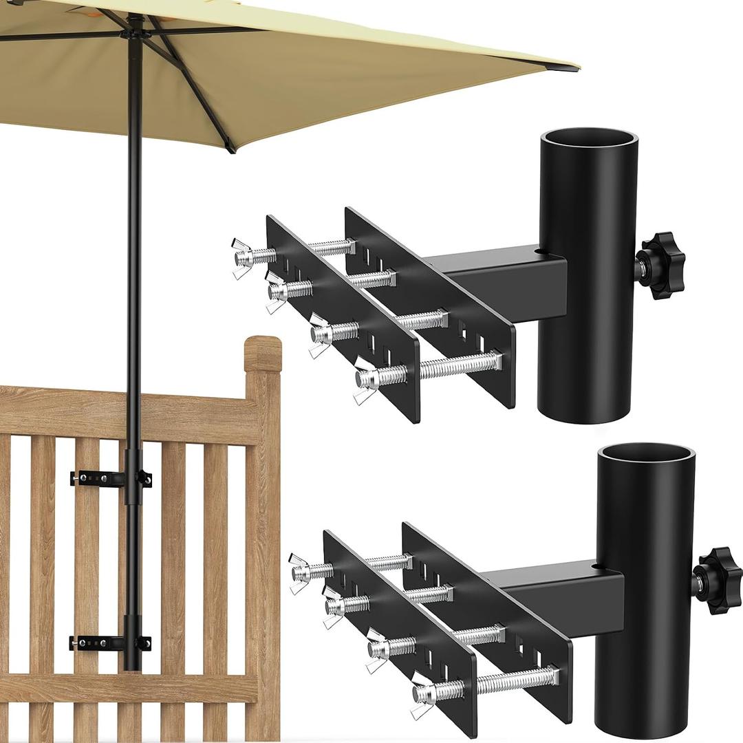 Patio Umbrella Holder for Deck Railing, Adjustable Patio Umbrella Base Outdoor Umbrella Stand, Outdoor Umbrella Holder Fixed Clip Deck