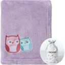 CREVENT Cozy Fluffy Warm Fleece Baby Nursery Blanket for Unisex Infant Toddler Crib Cot Stroller - 30''X40'' Lavender Owl