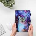 KEROM Case for Samsung Galaxy Tab A11+ Plus/A9+ Plus 11 Inch 2026/2024, Cute PU Leather Stand Protective Cover for Galaxy Tab A11+/A9+ Tablet, Auto Wake/Sleep - Space Cat