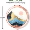 2 x Nipichsha Compact Mirror, Pocket Travel Makeup Mirror, 2 - Sided 2X / 1X Magnification, Small Folding Portable Handheld, 2.75 in Rose Gold, Watercolor Sunrise