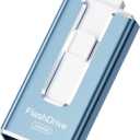MFi Certified Flash Drive for iPhone 256GB, Photo Stick Memory Stick for iPad, USB Thumb Drive for Photos Videos Transfer & Backup, External Storage Compatible for iPhone/Android/PC/Mac (Light Blue)