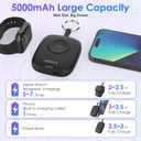 Small Portable Charger 5000mAh,iWatch Wireless Charger Mini Power Bank with Built-in Cable,Travel Keychain Charger for Apple Watch 11/10/9/8/Ultra/7/6/Se/5/4,iPhone 17/16/15/14/13/12,Android Phone