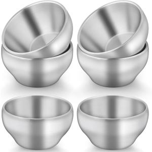 TeamFar Stainless Steel Bowls for Kids, 12oz Metal Baby Toddler Bowls Set of 6, Double-Wall Insulated Kids Bowl for Cereal/Snacks/Soups, Non Toxic, Dishwasher Safe