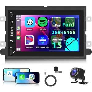 [2G+64G] Android Car Stereo for Ford F150 F250 F350 2004-2008/for Ford Explorer Edge with Wireless Carplay Android Auto, 7 Inch Touchscreen Radio with GPS Bluetooth WiFi DSP FM/RDS Canbus + Camera