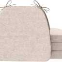 AAAAAcessories D-Shaped Chair Cushions, 2" Thick Dining Chair Pads with Ties and Removable, Machine-Washable Cover, 17" x 16", Set of 4, Oatmeal Beige