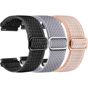 GloryFit Smart Watch Bands, 22mm Width Watchbands for GloryFit T80 T70 T60 T50 P99 P98 Smartwatch, Stretch Elastic Nylon Watch Straps Replacement Wristband Adjustable Straps Fabric Breathable (3-PACK)