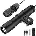 TOUGHSOUL Mlok Picatinny Tactical Flashlight 1250 Lumens, Rechargeable Flashlight with Remote Pressure Switch LED Light with Rechargeable Batteries and Charger Included (Picatinny Mounted)