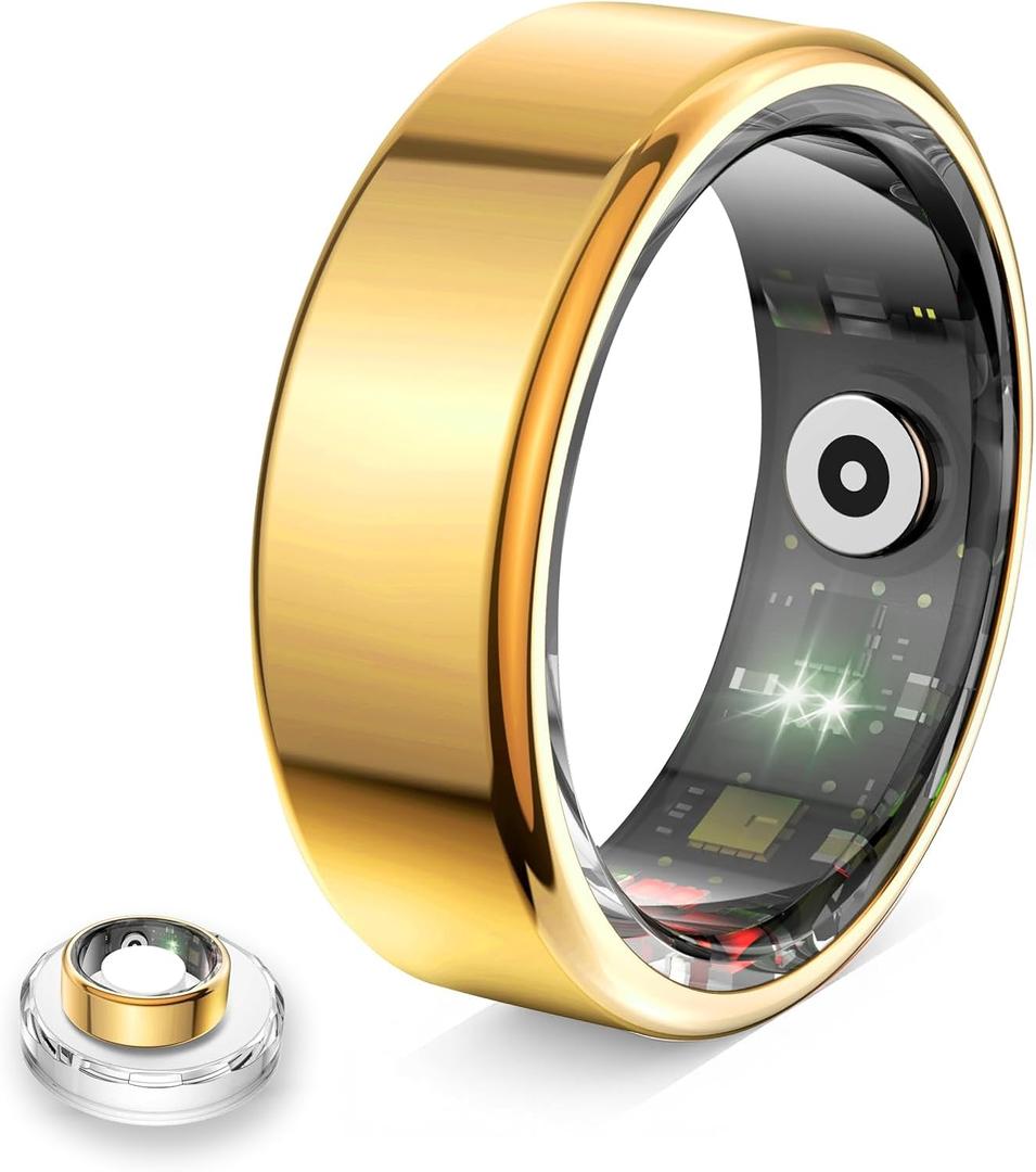 Smart Ring for Women & Men, Health Fitness Tracker with Sleep Monitor, Long-Lasting Battery, Activity Tracker Ring (Gold, 10)