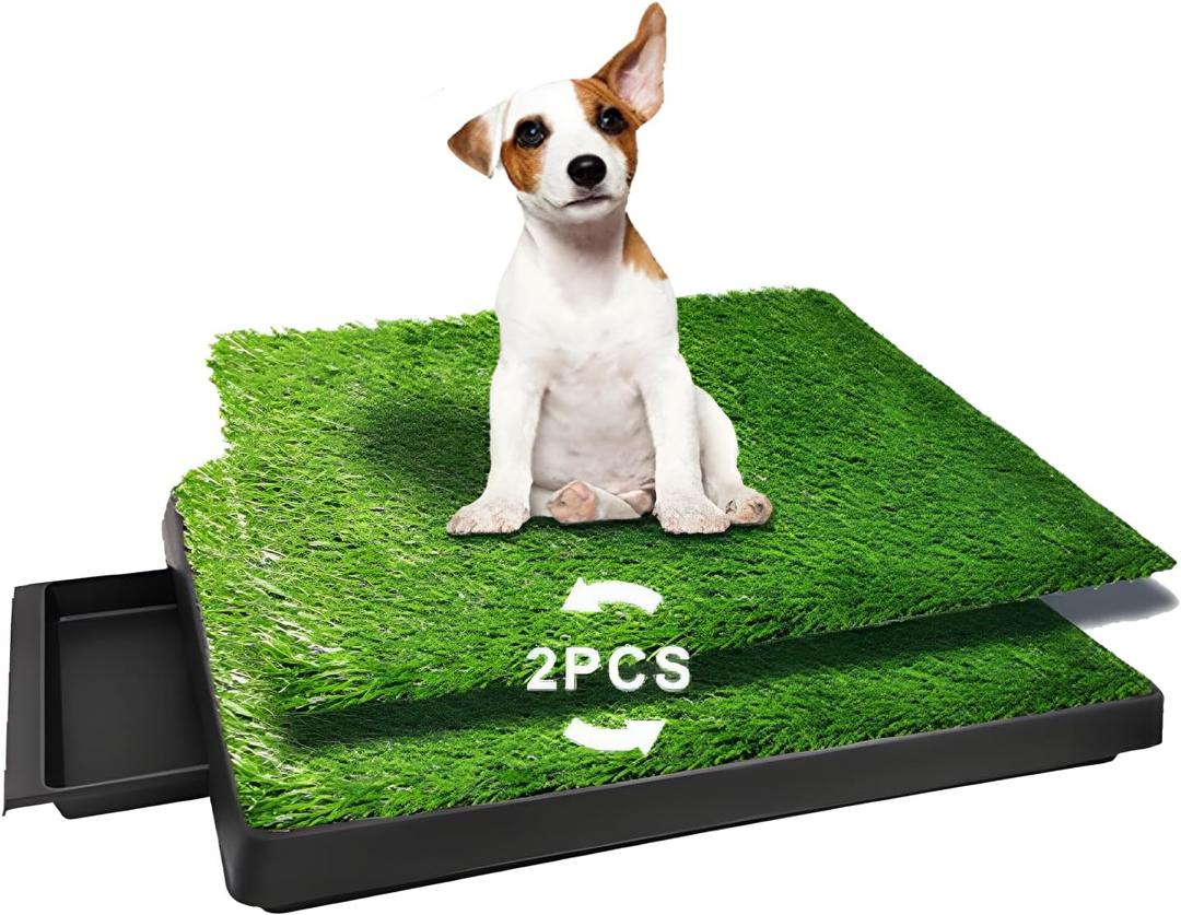 Dog Urinal containing 2 Replaceable lawns, Dog Potty Grass .Portable pet bedpans That can be Washed Suitable for Almost All Types of Dogs. Length: 25 inches. Width 20 inches. Height: 3 inches