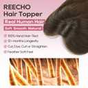 REECHO Hair Toppers for Women Real Human Hair, Seamless Human Hair Toppers with Bangs, 360 3D Cover Clip in Bangs Hair Extensions for Daily Wear, Chocolate Brown