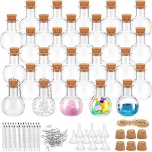 30 Packs Mini Plastic Bottles with Corks Clear Small Plastic Bottles for Birthday Baby Shower Wedding DIY Crafts Party Christmas Halloween Decoration Present