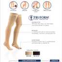 Truform 30-40 mmHg Compression Stockings for Men and Women, Thigh High Length, Dot-Top, Closed Toe, Beige, Large