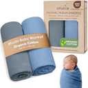 Organic Cotton Muslin Baby Blanket - Breathable Swaddle, Hypoallergenic Double-Layer, Versatile Use (Slate/Aquarius, 20x27 Inch)