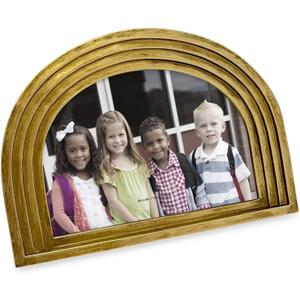 Isaac Jacobs 4x6 Horizontal Gold Arc Resin Picture Frame with Gradient Design, Decorative Photo Frame, Tabletop & Wall Display, Hanging Display & Home Decor (6x4, Gold)