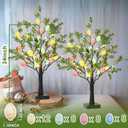 EAMBRITE Easter Decorations Easter Tree with Eggs, 2Ft Tabletop Tree with 24 LED Lights, Lighted Artificial Tree Battery/USB Operated Light up Easter Egg Tree for Spring Home Decor (2 Pack)