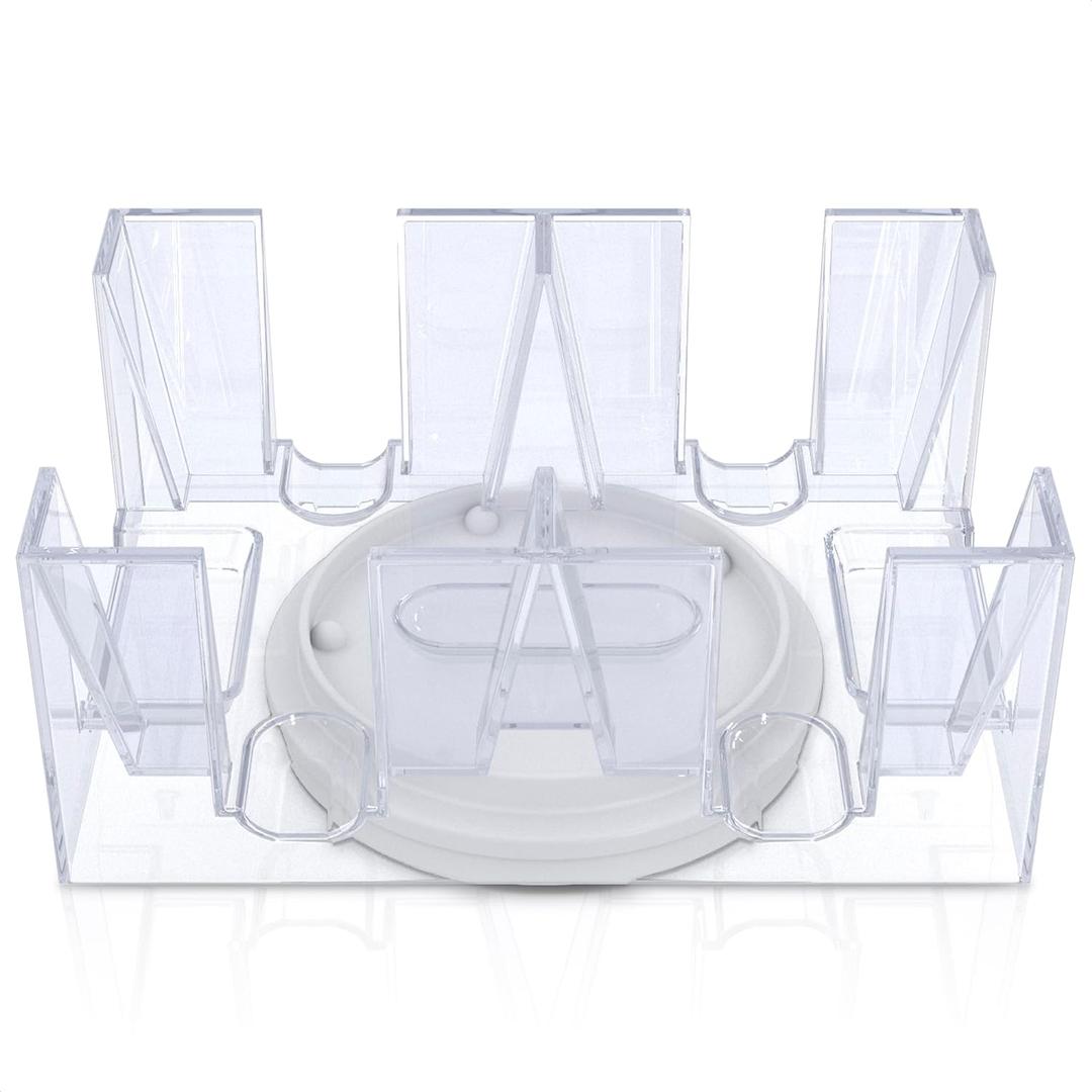 Canasta Card Holder - 6 Deck Plastic Revolving Card Game Holder Playing Cards Tray Rotating 360° Organizes Multiple Decks for Canasta, Poker and More | Lightweight, Durable with Smooth Rotation