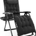 Sweetcrispy Zero Gravity Chair, Reclining Camping Lounge Chair for Indoor, Reclining Patio Chairs with Cup Holder Trays and Removable Cushion, Folding Recliner for Outdoor, Black