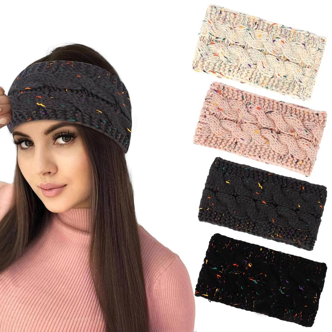4 Pack Headbands for Women,Ear Muffs for Winter Gril,Accessories fo Women,Spa Headband,Wide Headbands
