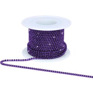 Crystal Rhinestone Close Chain Trim,10 Yards/Roll of 2mm Rhinestone Banding Claw Cup Chain for Sewing Crafts, DIY Decoration, Jewelry, Clothing, Shoes Dark Purple
