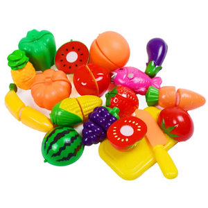 Cutting Fruits Vegetables Set, Play Kitchen Plastic Cutting Food for Kids