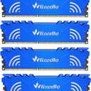DDR3 RAM 32GB Kit (4x8GB) 1600MHz CL11 UDIMM, Desktop Memory Module PC3-12800 240-Pin 1.5V 2Rx8 Dual Rank Non-ECC Unbuffered PC Computer RAM Stick Upgrade - Blue