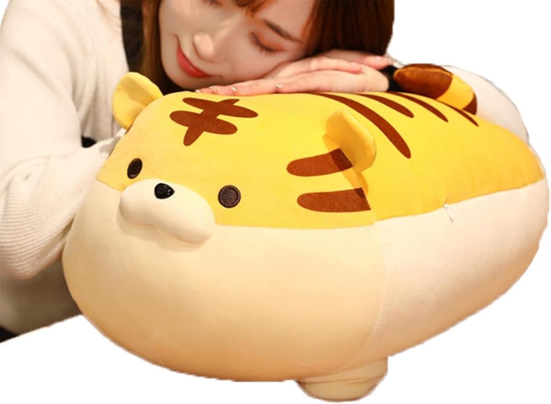 16 Inch Soft Yellow Tiger Plush Hugging Pillow Cute Stuffed Tiger Animal Plushies Tiger Doll Toy Kids Stuffed Animals Tiger Plush Toys for Birthday, Valentine (Orange)
