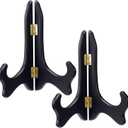 Tatuo 2 Packs Wooden Plate Stands for Display, Plate Holder Display Stand, Picture Frame Stand Easels, Tabletop Art Holder, Book Dish Decorative (10 Inch)