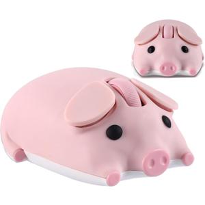 Wireless Mouse Pink Cute Pig Design Bluetooth Dual Mode Portable Compact Lightweight Silent Optical Kawaii Mice for PC Laptop Computer Tablet Macbook Pro/Air Kids Girls Student Home School Office Gift
